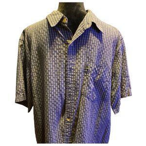 The North Face Mens XL Blue Plaid Short Sleeve Button-Up Shirt Pocket Preppy